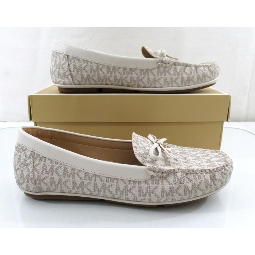 Michael Kors Juliette Moccasin Driver Flat Shoes MK Signature Vanilla Size 7.5 - Picture 6 of 7